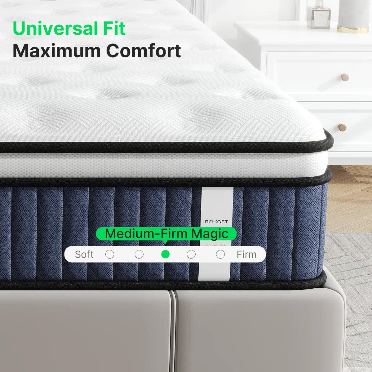 10"/12" Medium Memory Foam Hybrid Mattresses with Certipur-US Certified Pocket Spring, Pressure Relief, and Motion Isolation