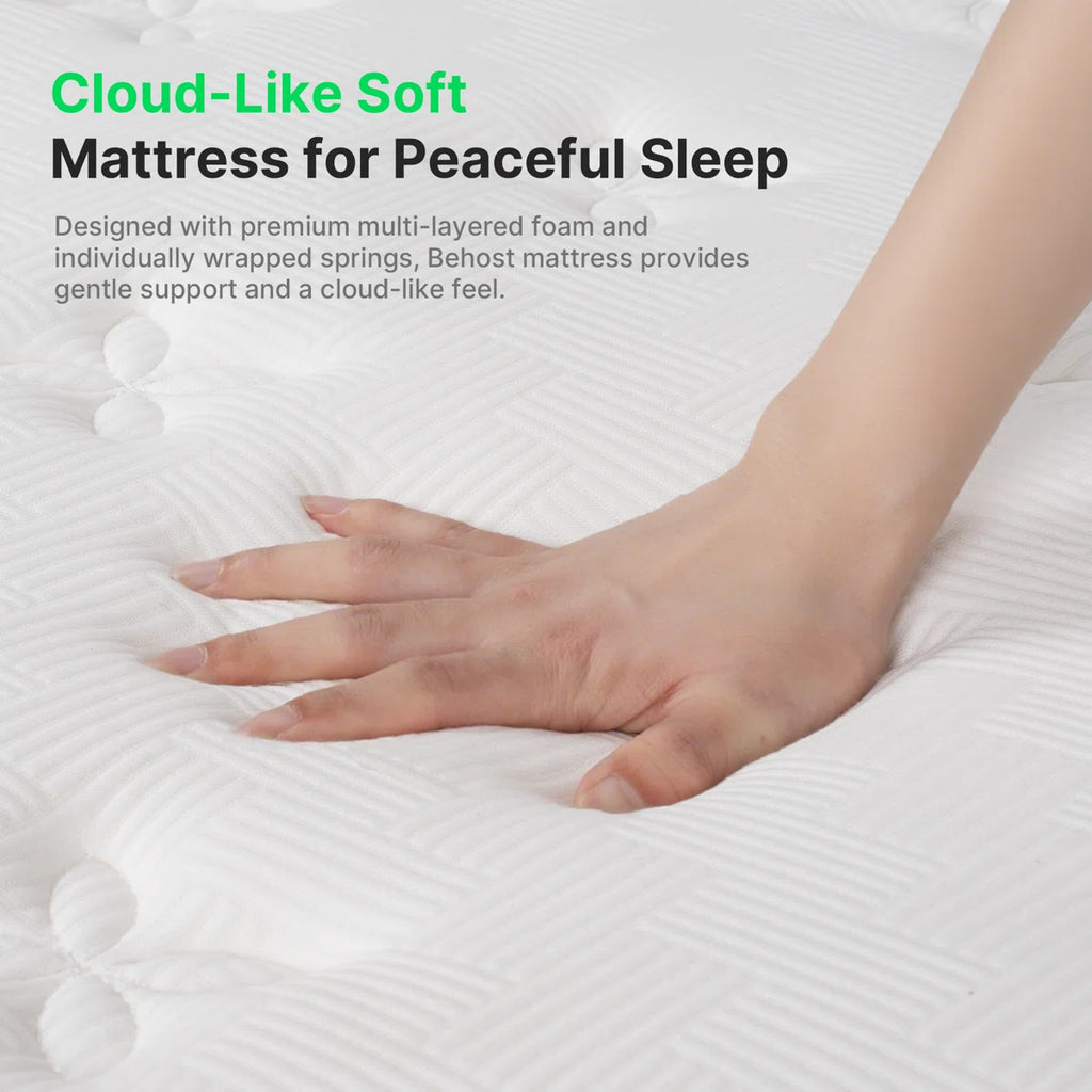 10"/12" Medium Memory Foam Hybrid Mattresses with Certipur-US Certified Pocket Spring, Pressure Relief, and Motion Isolation