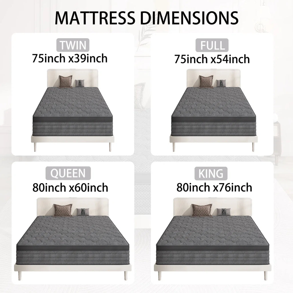 8''/12''/14'' Medium Firm Hybrid Mattress With Breathable And Cooling Foam