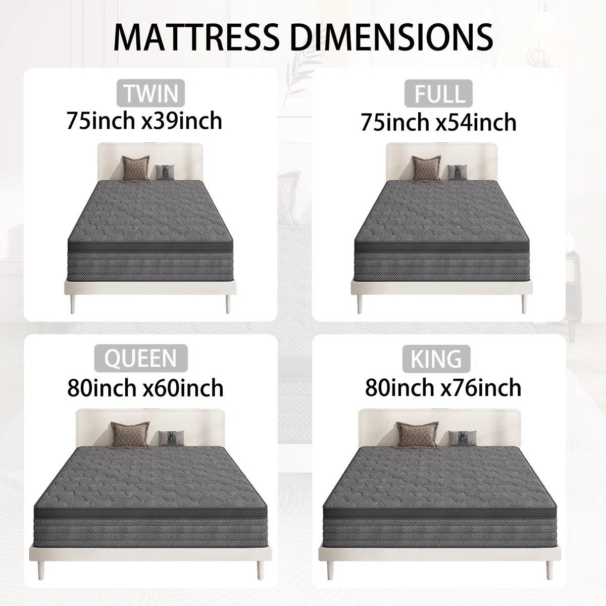 8''/12''/14'' Medium Firm Hybrid Mattress With Breathable And Cooling Foam