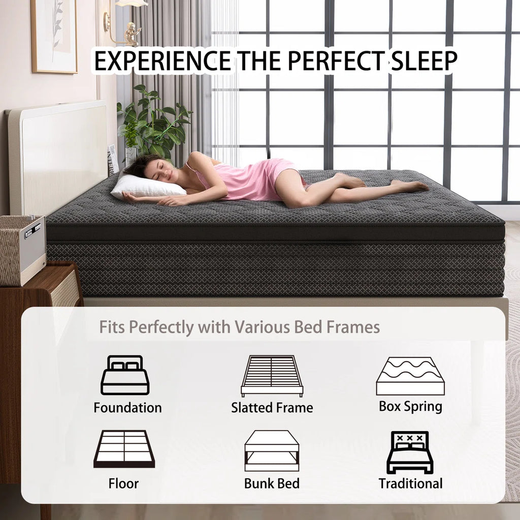 8''/12''/14'' Medium Firm Hybrid Mattress With Breathable And Cooling Foam